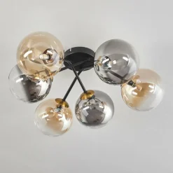 Lampes Art Déco-hofstein Plafonnier - Verre 15 cm Chehalis Or, Noir, 6 lumières