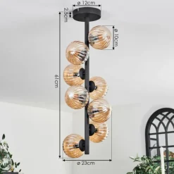 hofstein Plafonnier - Verre 10 cm Chehalis Ambre, 8 lumières