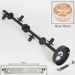 hofstein Plafonnier - Verre 10 cm Chehalis Ambre, 8 lumières