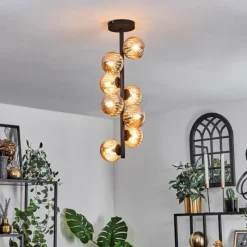 hofstein Plafonnier - Verre 10 cm Chehalis Ambre, 8 lumières