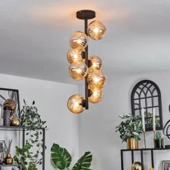 hofstein Plafonnier - Verre 12 cm Chehalis Ambre, 8 lumières