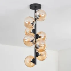 hofstein Plafonnier - Verre 12 cm Chehalis Ambre, 8 lumières