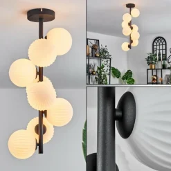 hofstein Plafonnier - Verre 12 cm Chehalis Blanc, 8 lumières