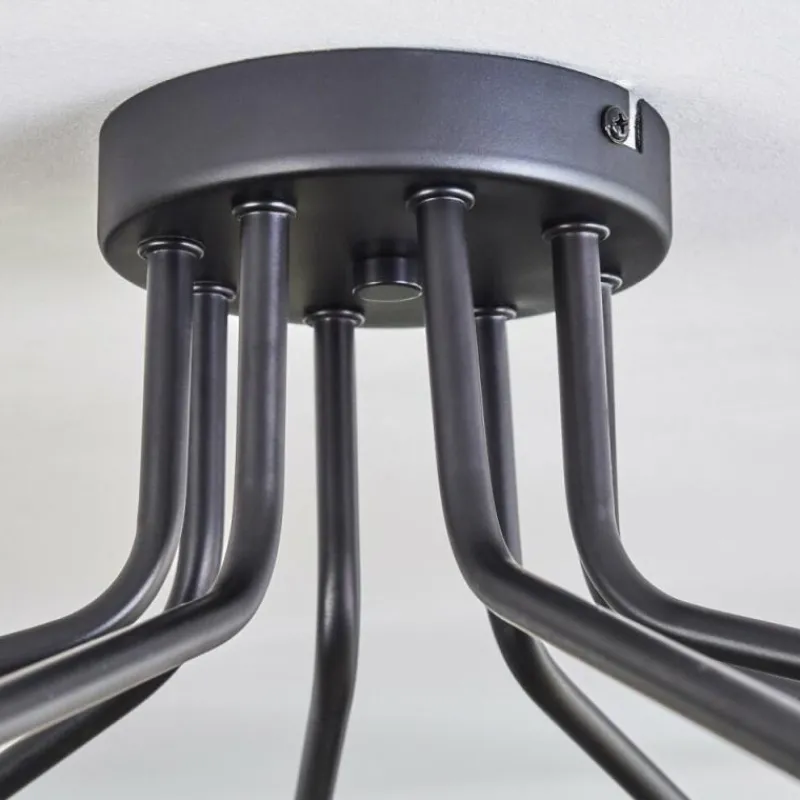 hofstein Plafonnier - Verre 15 cm Chehalis Or, Noir, 8 lumières