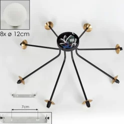 hofstein Plafonnier - Verre 12 cm Chehalis Or, Noir, 8 lumières