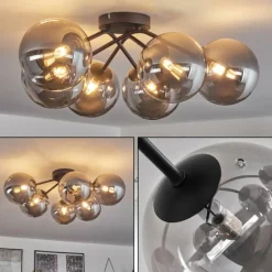 hofstein Plafonnier - Verre 15 cm Chehalis Fumé, 6 lumières