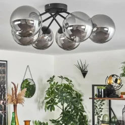 hofstein Plafonnier - Verre 15 cm Chehalis Fumé, 6 lumières