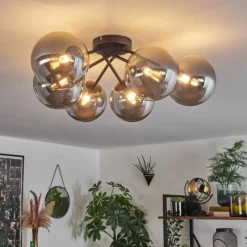 hofstein Plafonnier - Verre 15 cm Chehalis Fumé, 6 lumières