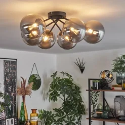 hofstein Plafonnier - Verre 15 cm Chehalis Fumé, 6 lumières