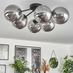 hofstein Plafonnier - Verre 15 cm Chehalis Fumé, 6 lumières