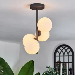 hofstein Plafonnier - Verre 12 cm Chehalis Blanc, 4 lumières