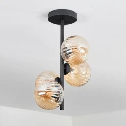 hofstein Plafonnier - Verre 12 cm Chehalis Ambre, 4 lumières