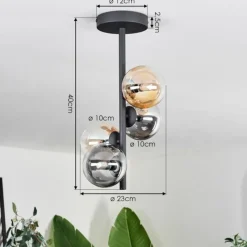 hofstein Plafonnier - Verre 10 cm Chehalis Ambre, Clair, Fumé, 4 lumières