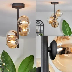 hofstein Plafonnier - Verre 10 cm Chehalis Ambre, Clair, 4 lumières