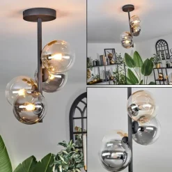 hofstein Plafonnier - Verre 12 cm Chehalis Ambre, Clair, Fumé, 4 lumières