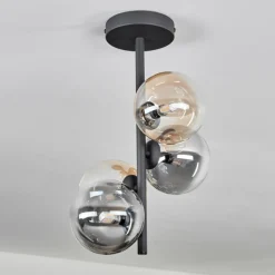 hofstein Plafonnier - Verre 12 cm Chehalis Ambre, Clair, Fumé, 4 lumières