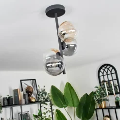 hofstein Plafonnier - Verre 12 cm Chehalis Ambre, Clair, Fumé, 4 lumières