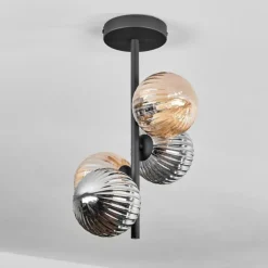 hofstein Plafonnier - Verre 12 cm Chehalis Ambre, Fumé, 4 lumières