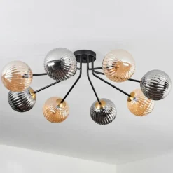 Lampes Dorées-hofstein Plafonnier - Verre 15 cm Chehalis Or, Noir, 8 lumières