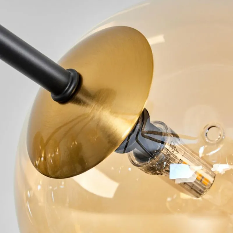 Lampes Dorées-hofstein Plafonnier - Verre 15 cm Chehalis Or, Noir, 8 lumières