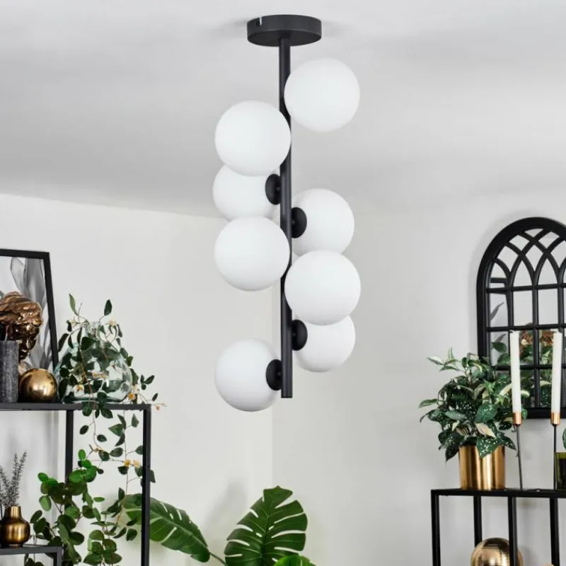 hofstein Plafonnier - Verre 12 cm Chehalis Blanc, 8 lumières