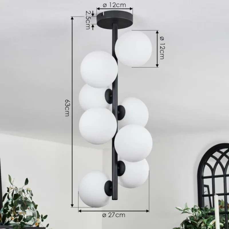 hofstein Plafonnier - Verre 12 cm Chehalis Blanc, 8 lumières