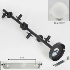 hofstein Plafonnier - Verre 12 cm Chehalis Blanc, 8 lumières