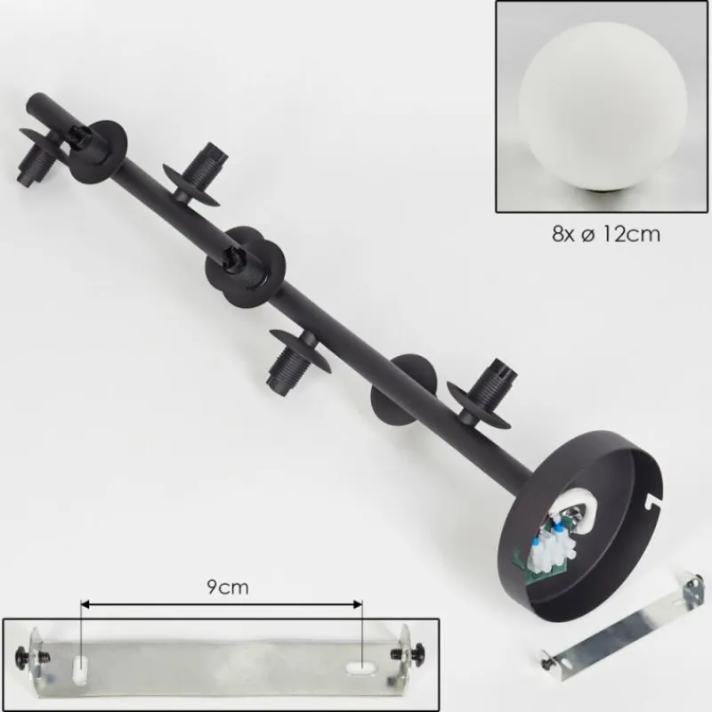 hofstein Plafonnier - Verre 12 cm Chehalis Blanc, 8 lumières