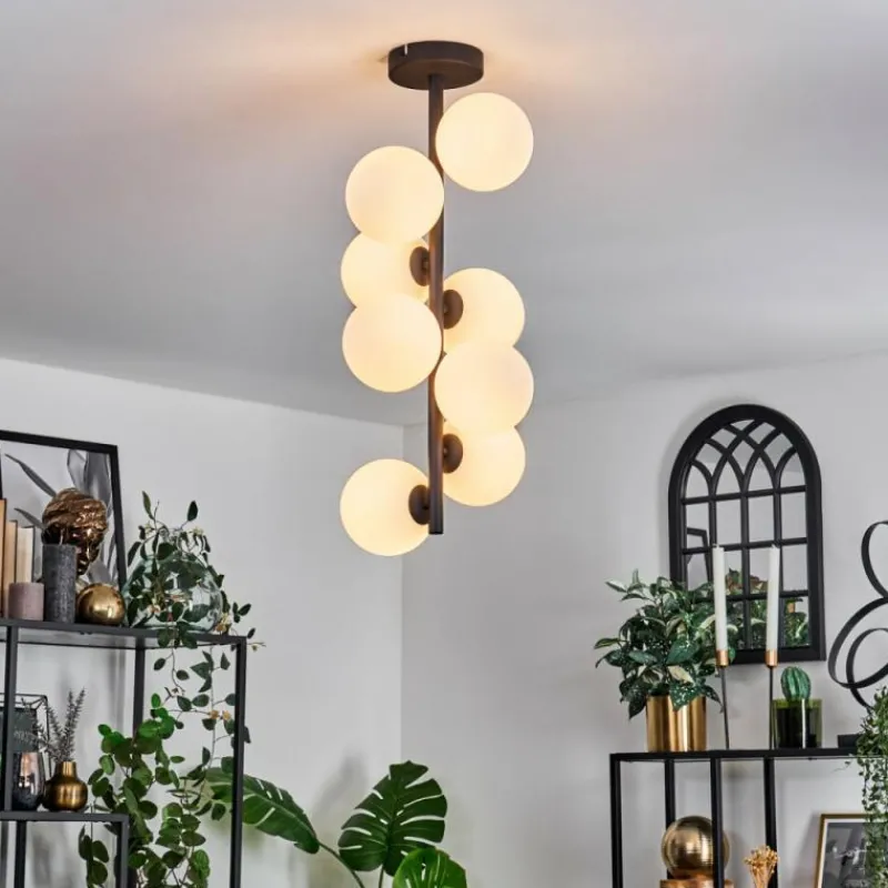 hofstein Plafonnier - Verre 12 cm Chehalis Blanc, 8 lumières