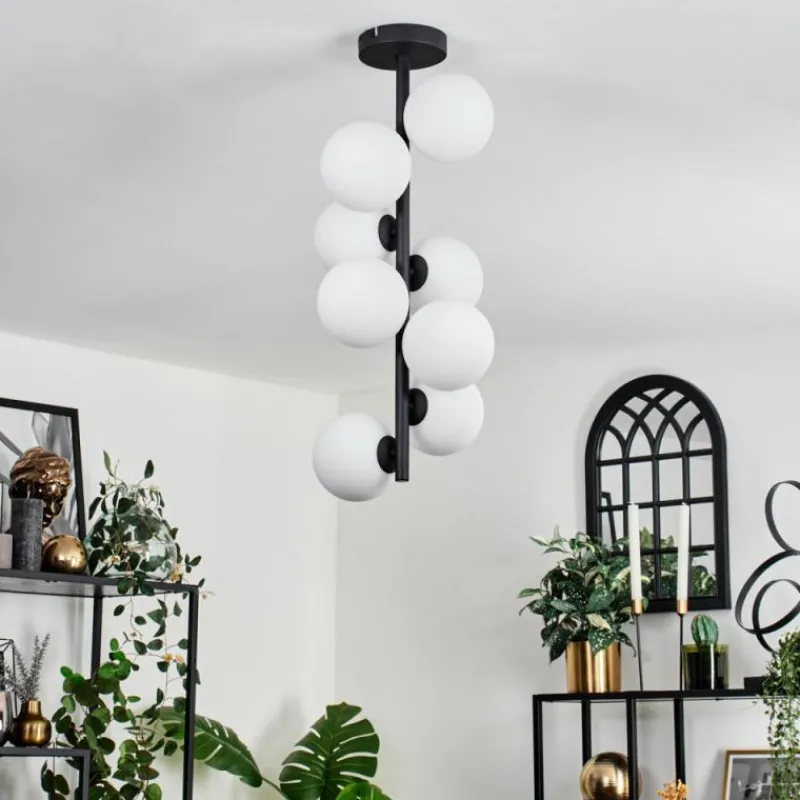 hofstein Plafonnier - Verre 12 cm Chehalis Blanc, 8 lumières