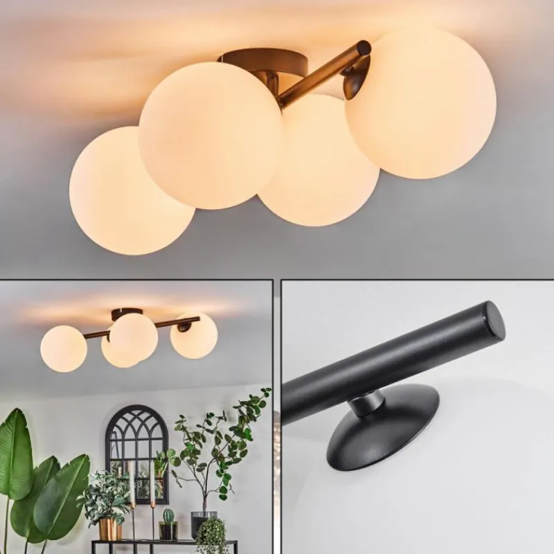 hofstein Plafonnier - Verre 15 cm Chehalis Blanc, 4 lumières