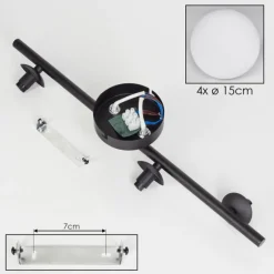 hofstein Plafonnier - Verre 15 cm Chehalis Blanc, 4 lumières