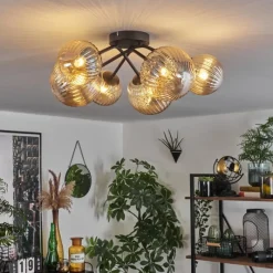 hofstein Plafonnier - Verre 12 cm, 15cm Chehalis Fumé, 6 lumières