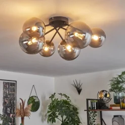 hofstein Plafonnier - Verre 12 cm, 15cm Chehalis Fumé, 6 lumières