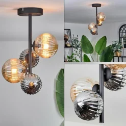 hofstein Plafonnier - Verre 10 cm,12 cm Chehalis Ambre, Fumé, 4 lumières