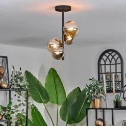 hofstein Plafonnier - Verre 10 cm, 12cm Chehalis Ambre, Fumé, 4 lumières