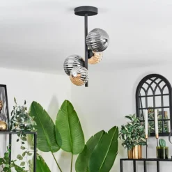 hofstein Plafonnier - Verre 10 cm, 12cm Chehalis Ambre, Fumé, 4 lumières