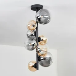 hofstein Plafonnier - Verre 10 cm, 12cm, 15cm Chehalis Ambre, Clair, Fumé, 8 lumières