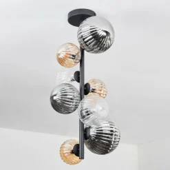 Suspension Verre Fumé-hofstein Plafonnier - Verre 10 cm, 12cm, 15cm Chehalis Ambre, Clair, Fumé, 8 lumières