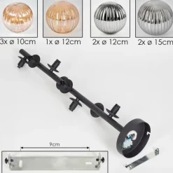 hofstein Plafonnier - Verre 10 cm, 12cm, 15cm Chehalis Ambre, Fumé, 8 lumières