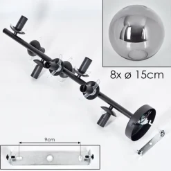 hofstein Plafonnier - Verre 15 cm Gastor Fumé, 8 lumières
