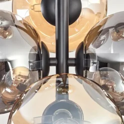 hofstein Plafonnier - Verre 15 cm Gastor Ambre, Fumé, 8 lumières