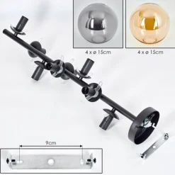hofstein Plafonnier - Verre 15 cm Gastor Ambre, Fumé, 8 lumières