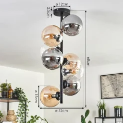 hofstein Plafonnier - Verre 15 cm Gastor Ambre, Clair, Fumé, 8 lumières