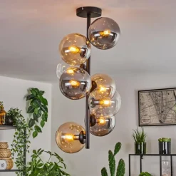 hofstein Plafonnier - Verre 15 cm Gastor Ambre, Clair, Fumé, 8 lumières