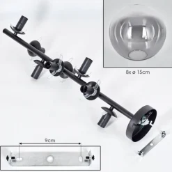 hofstein Plafonnier - Verre 15 cm Gastor Clair, Fumé, 8 lumières