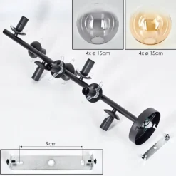 hofstein Plafonnier - Verre 15 cm Gastor Ambre, Clair, Fumé, 8 lumières