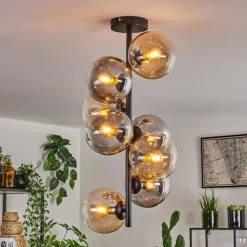 hofstein Plafonnier - Verre 15 cm Gastor Ambre, Clair, Fumé, 8 lumières