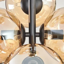 hofstein Plafonnier - Verre 15 cm Gastor Ambre, 8 lumières