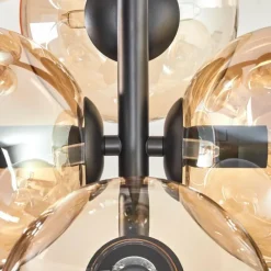 hofstein Plafonnier - Verre 15 cm Gastor Ambre, Clair, 8 lumières